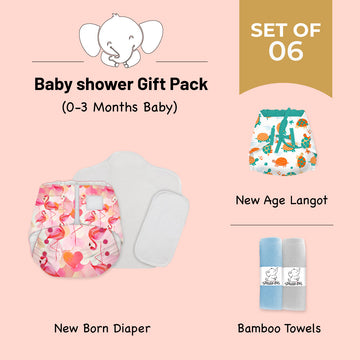 pink background poster with diaper, baby wipes, and langot .Perfect baby shower gift .